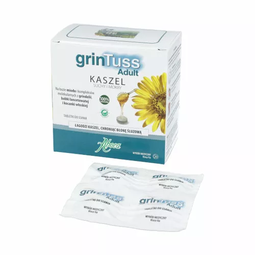 GrinTuss - Adult z Poliresin, kaszel suchy i mokry, 20 tabletek do ssania
