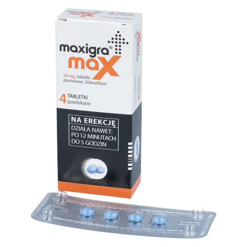 Maxigra Max 50 mg, 4 tabletki powlekane