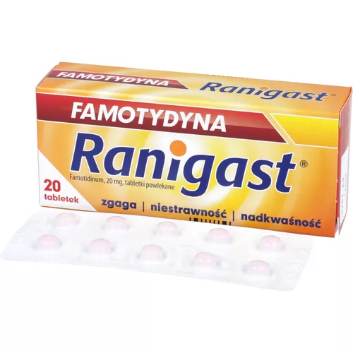 Ranigast Famotydyna 20 mg, 20 tabletek