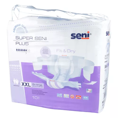 Super Seni Plus - pieluchomajtki, rozmiar XXL, 160-210 cm, 10 sztuk