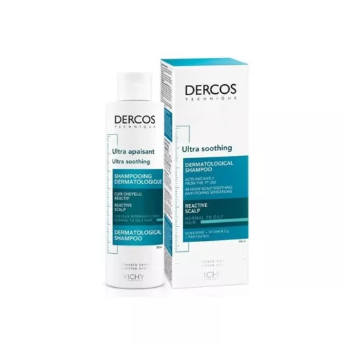 Vichy - Dercos, ultrakojący szampon do włosów normalnych i przetłuszczających się, 200 ml