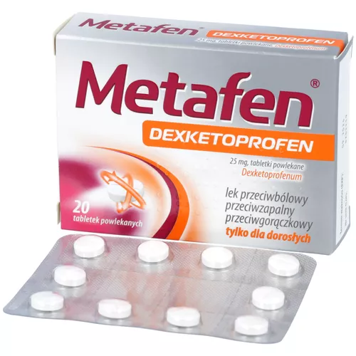 Metafen Dexketoprofen 25 mg, 20 tabletek powlekanych