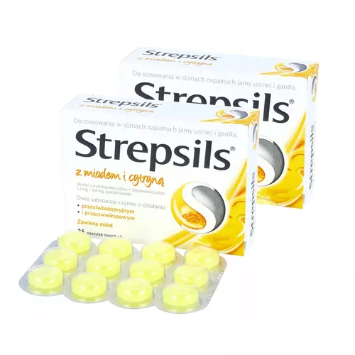 ZESTAW: 2 x Strepsils z miodem i cytryną 1,2 mg + 0,6 mg, 36 pastylek twardych
