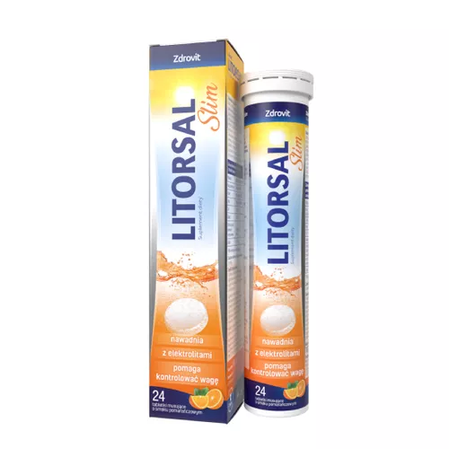 Litorsal Slim, smak pomarańczowy, 24 tabletki musujące