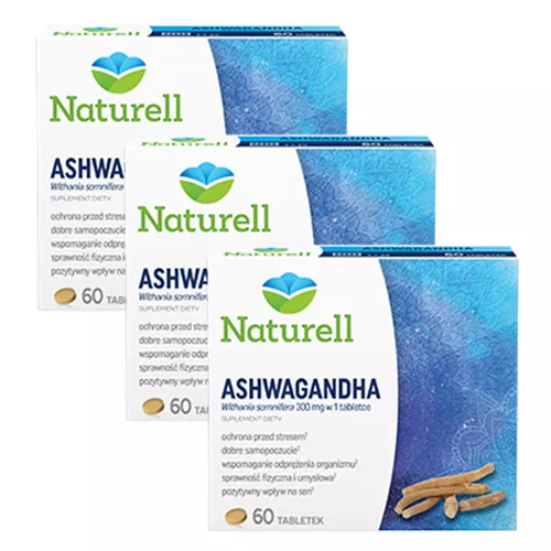 ZESTAW: 3 x Naturell Ashwagandha, 60 tabletek