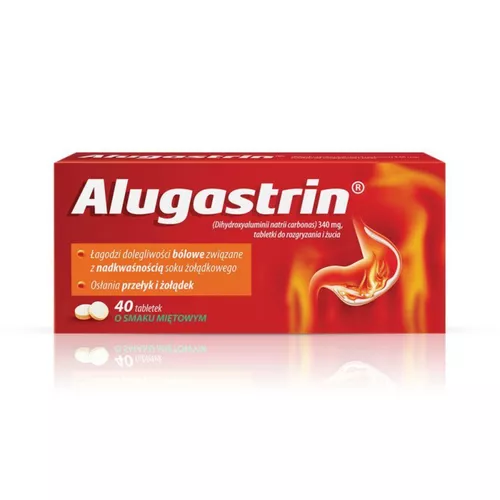 Alugastrin 340 mg, 40 tabletek do rozgryzania i żucia