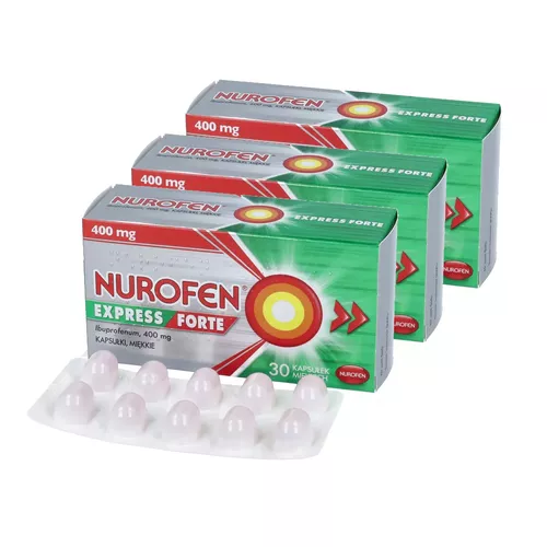 ZESTAW: 3 x Nurofen Express Forte 400 mg, 30 kapsułki miękkie