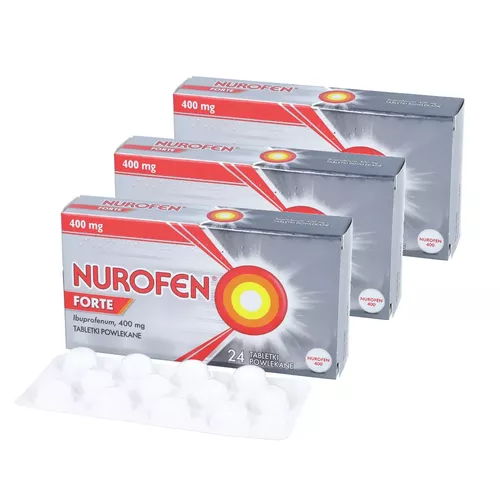 ZESTAW: 3 x Nurofen Forte 400 mg, 24 tabletek powlekanych