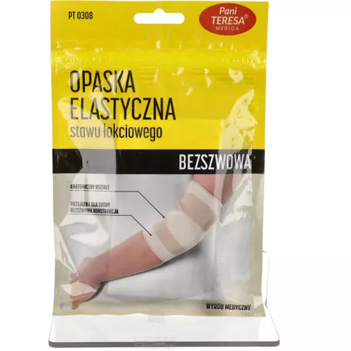 Pani TERESA - opaska elastyczna stawu łokciowego, bezszwowa, cielista, rozmiar XL, 1 sztuka