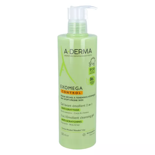 A-Derma Exomega Control - pieniący się żel pod prysznic i do kąpieli, skóra skłonna do atopii, 500 ml