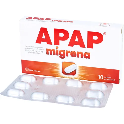 APAP Migrena 250 mg + 250 mg + 65 mg, 10 tabletek