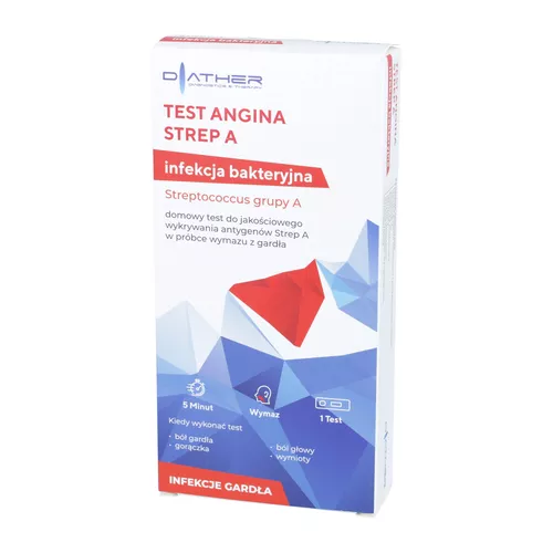 DIATHER - Test Angina Strep A, test potwierdzający anginę, 1 sztuka