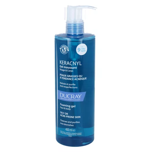 DUCRAY Keracnyl - żel do twarzy i ciała do skóry trądzikowej, 400 ml