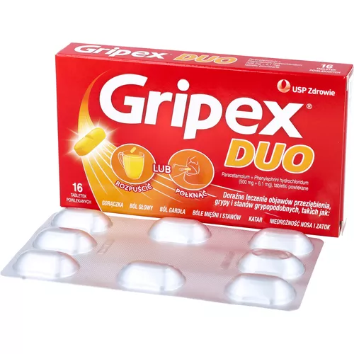 Gripex Duo 500 mg + 6,1 mg, 16 tabletek