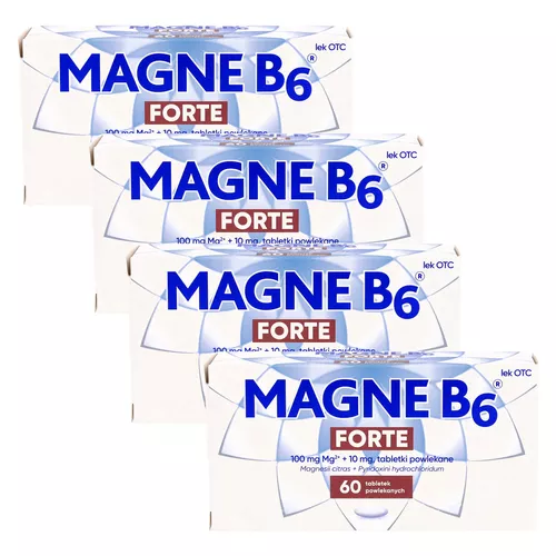 ZESTAW: 4 x Magne B6 Forte 100 mg + 10 mg, 60 tabletek