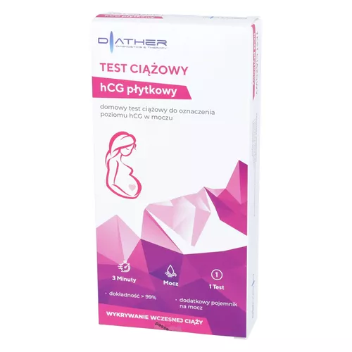 DIATHER - test ciążowy hCG płytkowy, FHC-103H, 1 sztuka