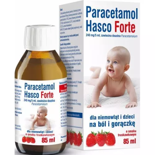 Paracetamol Hasco Forte 240 mg/5 ml, syrop, smak truskawkowy, 85 ml