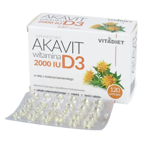 Akavit witamina D3 2000 IU, 120 kapsułek