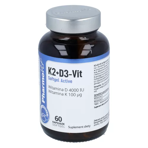 PharmoVit Witamina K2+D3 Vit Softgel Active, 60 kapsułek softgel