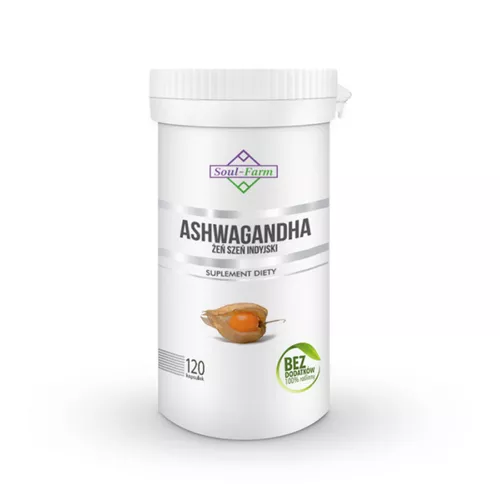 Soul-Farm Ashwagandha, żeń-szeń indyjski, 120 kapsułek