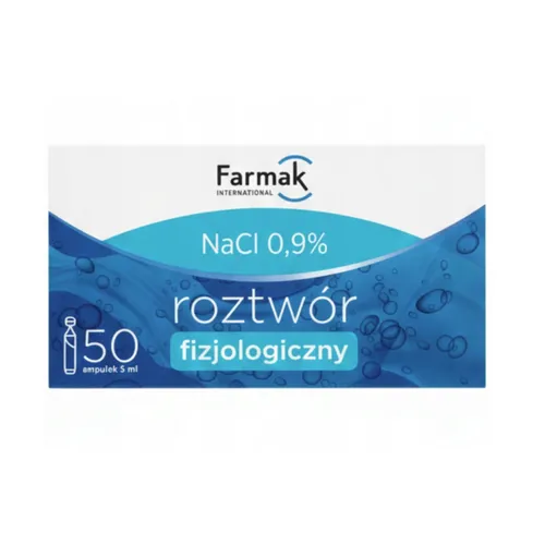 Farmak - NaCl 0,9%, roztwór soli fizjologicznej (5 ml), 50 ampułek