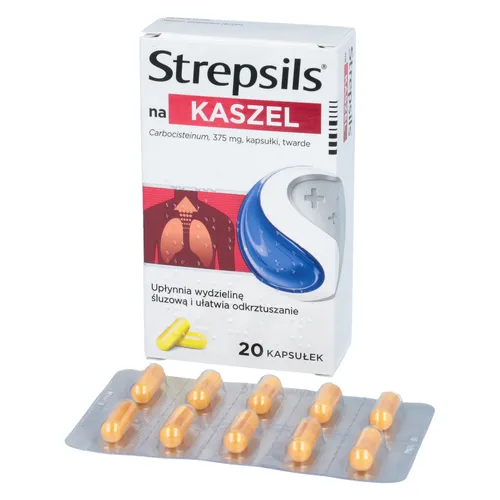 Strepsils na kaszel 375 mg, 20 kapsułek twardych