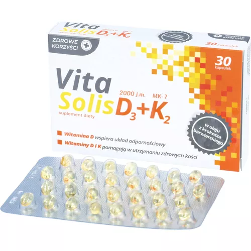Zdrowe Korzyści VitaSolis D3 + K2, 30 kapsułek