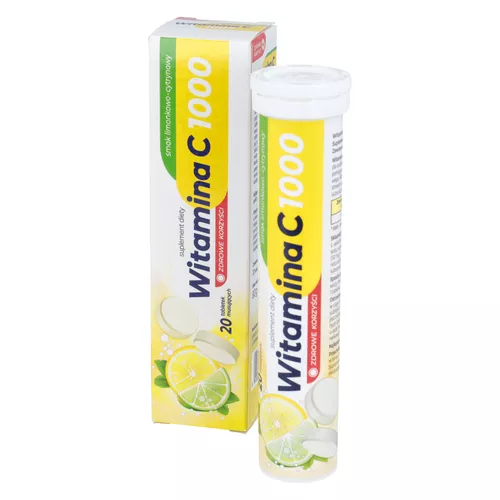 Zdrowe Korzyści Witamina C 1000, smak limonkowo-cytrynowy, 20 tabletek musujących