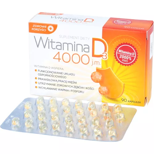 Zdrowe Korzyści Witamina D3 4000 j.m., 90 kapsułek