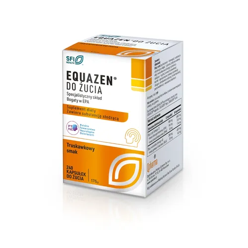 Equazen, smak truskawkowy, 240 kapsułek do żucia