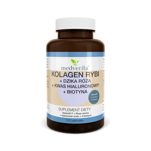 Medverita Kolagen Rybi, Dzika Róża, Kwas Hialuronowy, Biotyna, 120 kapsułek
