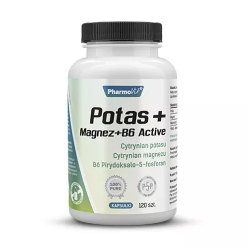 PharmoVit Potas + Magnez + B6 Active, 120 kapsułek