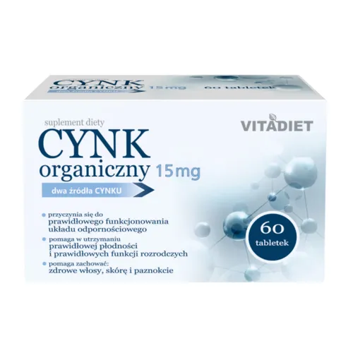 Vitadiet Cynk organiczny 15 mg, 60 tabletek