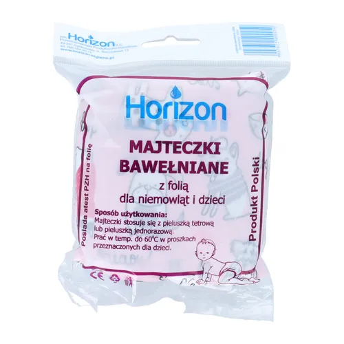 HORIZON - majteczki bawełniane z folią na rzepy, dla niemowląt i dzieci, rozmiar L, 1 opakowanie