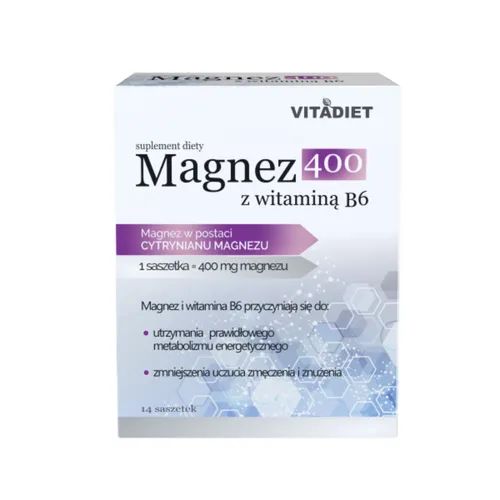 Vitadiet Magnez 400 mg z witaminą B6, 14 saszetek