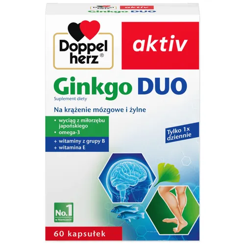 Doppelherz - Ginkgo Duo, na krążenie mózgowe i żylne, 60 kapsułek