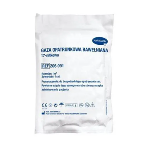 HARTMANN - gaza opatrunkowa bawełniana 17-nitkowa, jałowa, 1m2, 1 sztuka