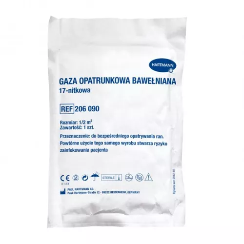 HARTMANN - gaza opatrunkowa bawełniana 17-nitkowa, jałowa, 1/2m2, 1 sztuka