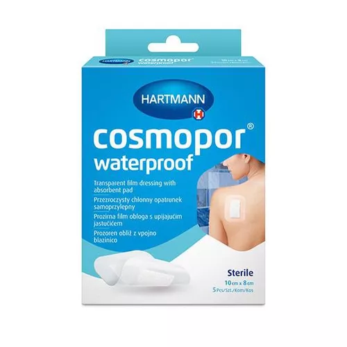 COSMOPOR Waterproof - przezroczysty chłonny opatrunek samoprzylepny, 10 cm x 8 cm, 5 sztuk