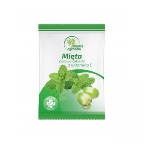 Owoce Ogrodów - ziołowe cukierki, mięta z witaminą C, 60 g