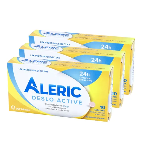ZESTAW: 3 x Aleric Deslo Active 5 mg, 10 tabletek ulegających rozpadowi w jamie ustnej