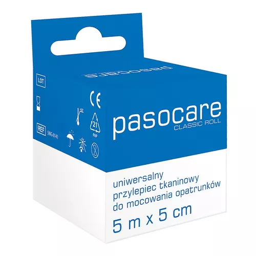 PASO CARE - uniwersalny przylepiec tkaninowy do mocowania opatrunków, 5m x 5m, 1 sztuka