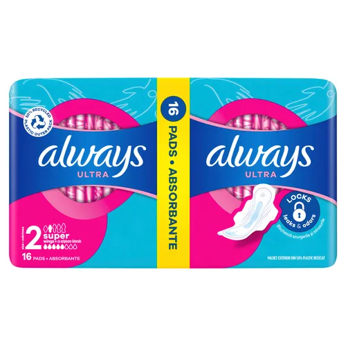 Always - Podpaski Ultra Super Plus Duo ze skrzydełkami, 16 sztuk