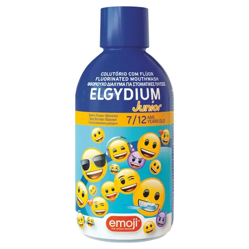 ELGYDIUM Junior EMOJI - płyn do płukania jamy ustnej, 500 ml