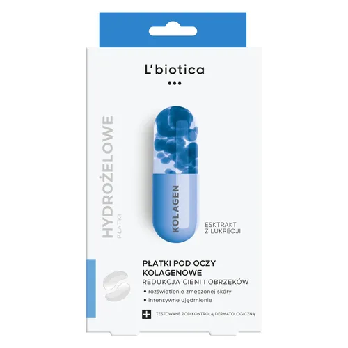 L'biotica - kolagenowe płatki pod oczy, redukcja cieni i obrzęków, 3x2 sztuki