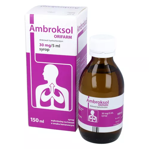 Ambroksol 30 mg/5 ml, syrop, smak bananowy, 150 ml