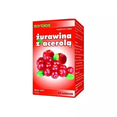 Sanbios Żurawina z acerolą, 60 tabletek