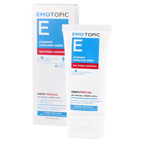 EMOTOPIC BACTERIA CONTROL - Krem MEDICAL do twarzy i okolic oczu, 50 ml