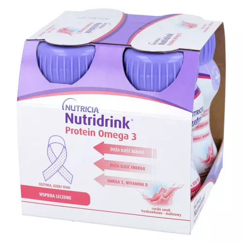 Nutridrink Protein Omega 3 o smaku truskawkowo-malinowym, 4 x 125 ml
