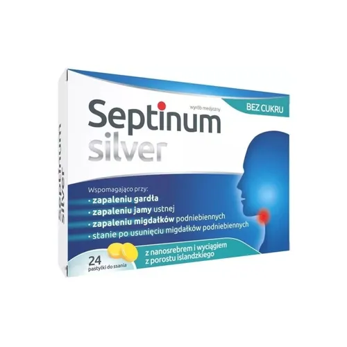 Zdrovit - Septinum Silver, pastylki do ssania na ból gardła, 24 pastylek